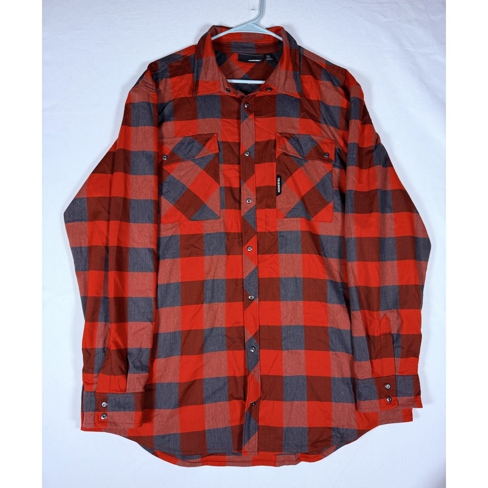 Truewerk Tech Flannel Shirt Men XXL Red Buffalo Plaid Long Sleeve Button Up Snap